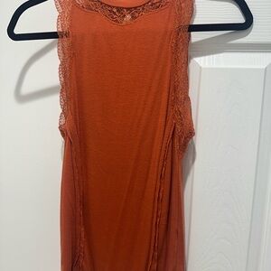 Women's Lace Trim Sleeveless Top - Orange
